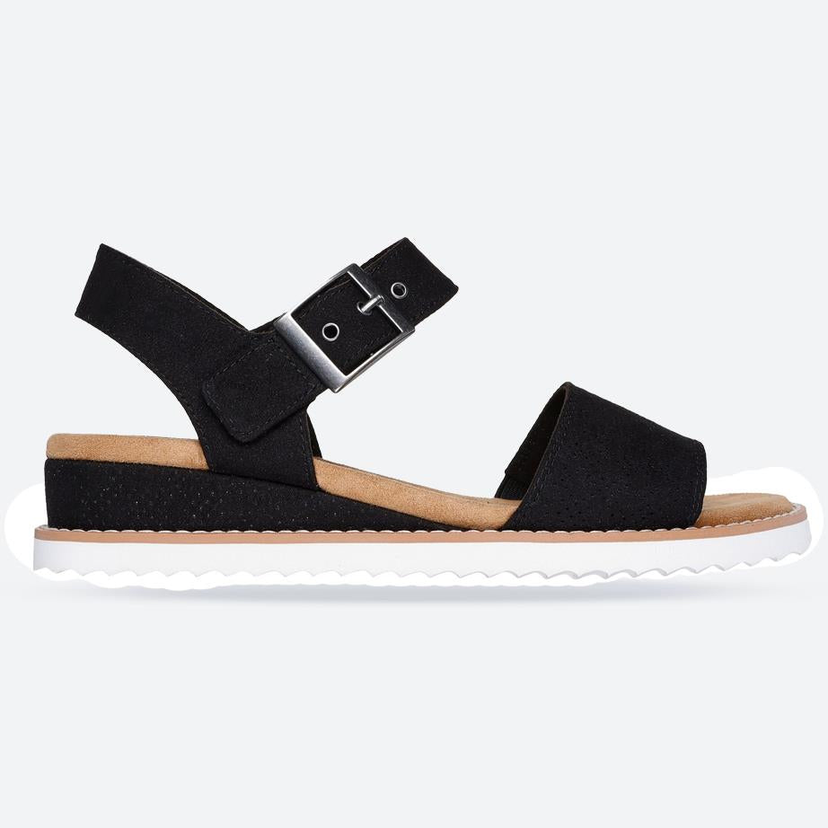 Women's Wide Fit Skechers Bobs Desert Kiss Serendipitous Sandals, Black E