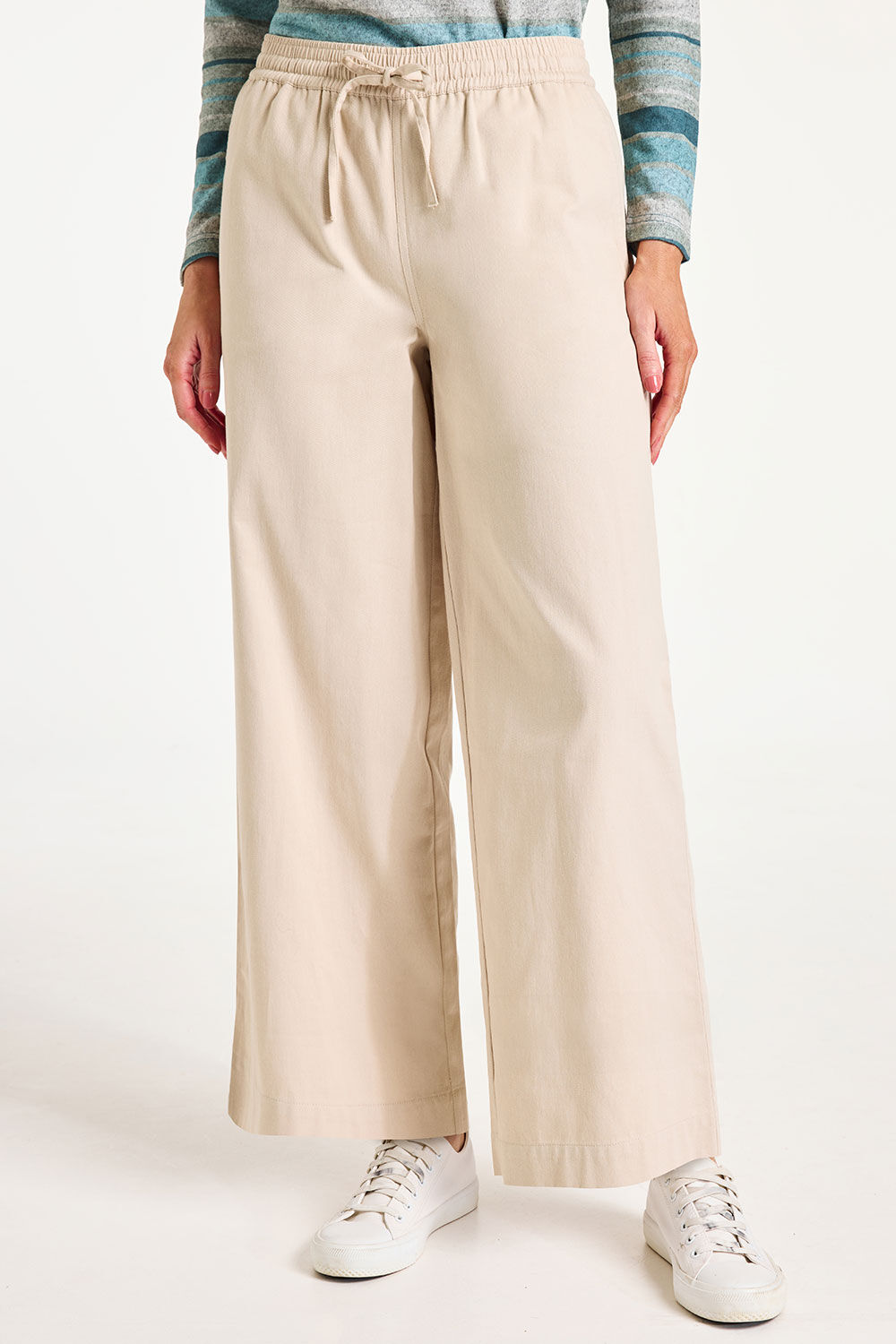 Autonomy Beige - Wide Leg Tie Waist Trousers, Size: