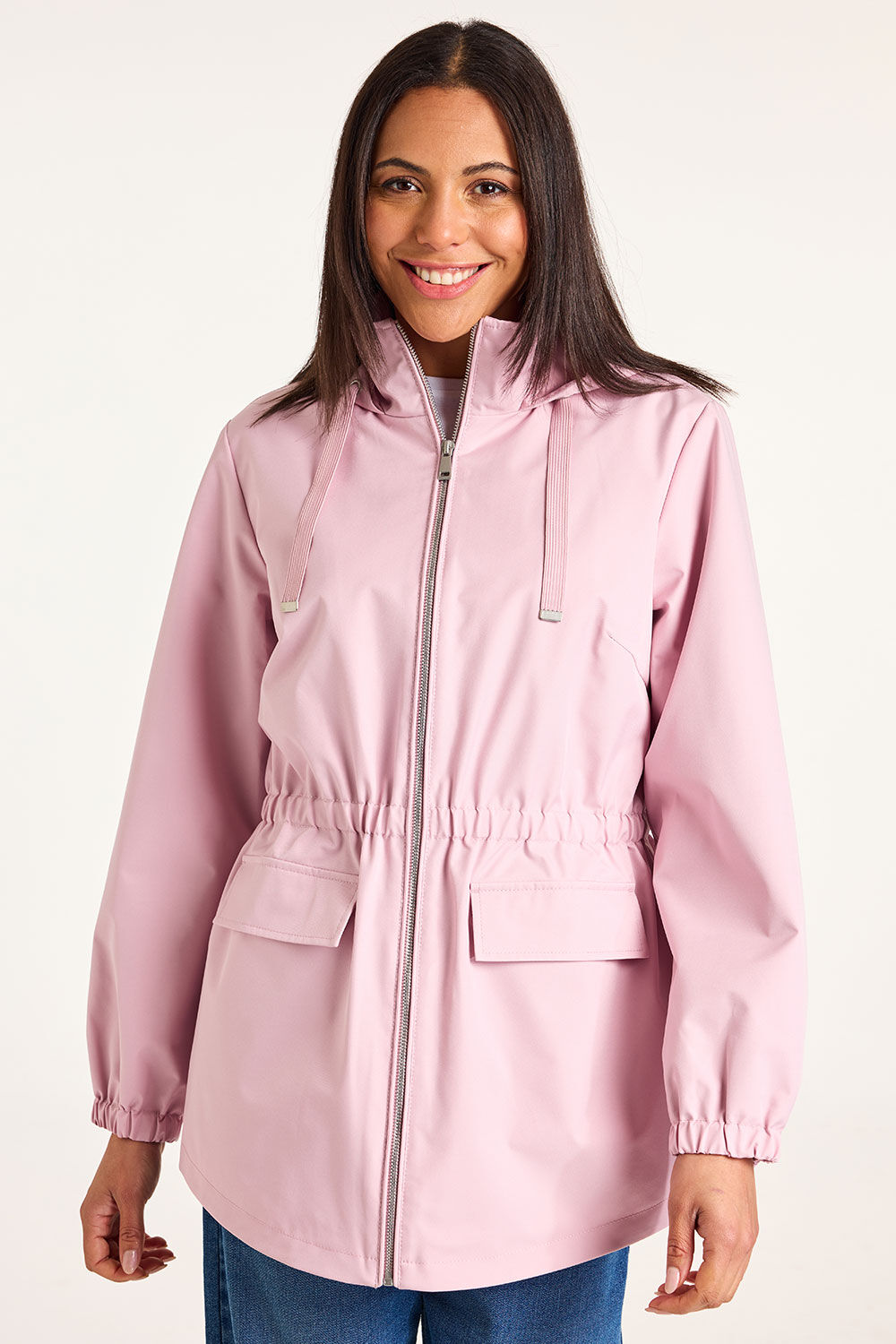 Bonmarche Pink Plain Lightweight Hooded Coat, Size: