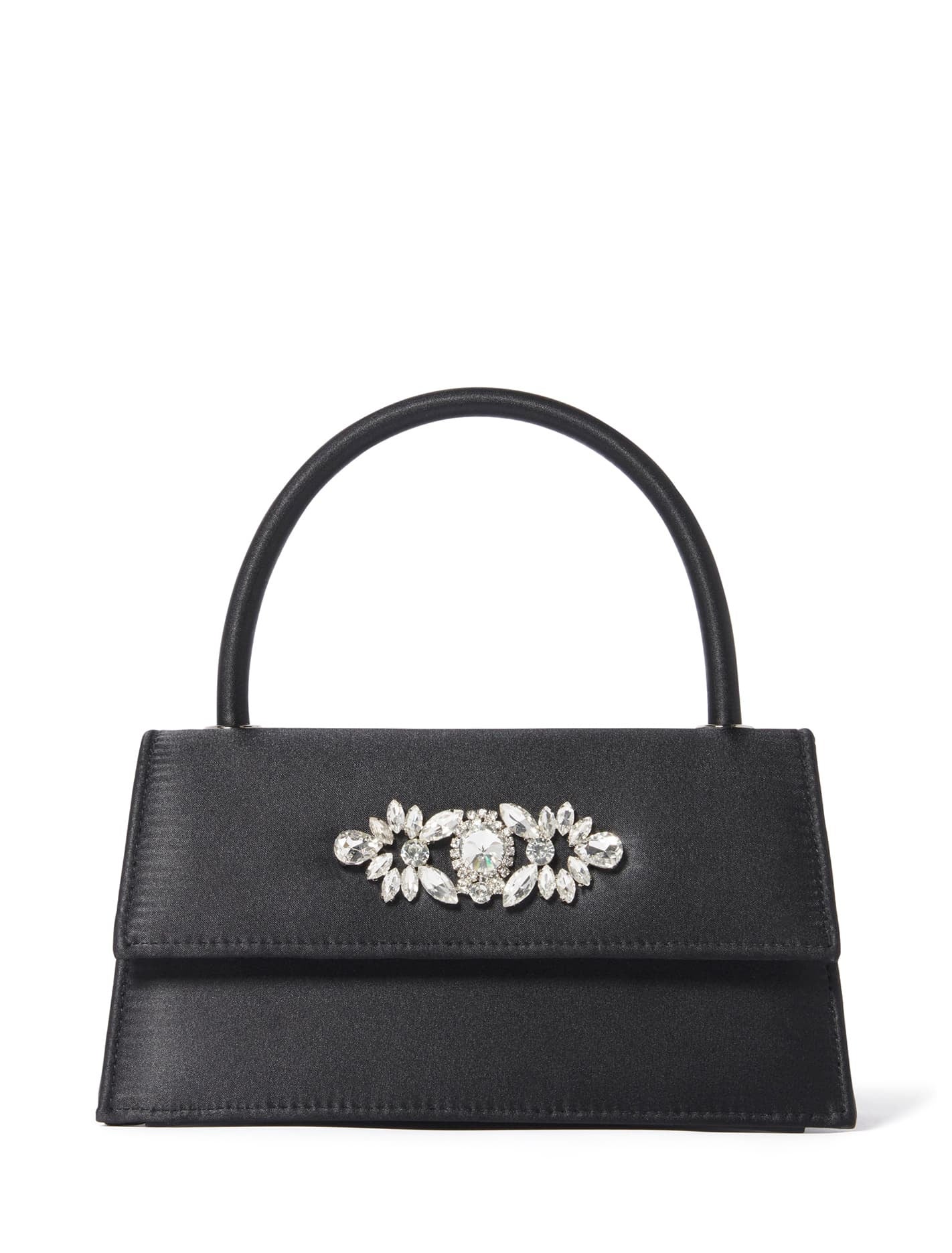 Forever New Women's Ella Mini Brooch Bag in Black Satin OuterPolyester