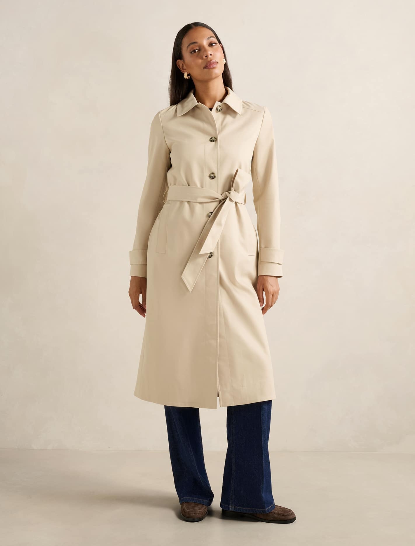 Forever New Women's Helen Single-Breasted Trench Coat in Soft Camel, Size LyocellPolyester