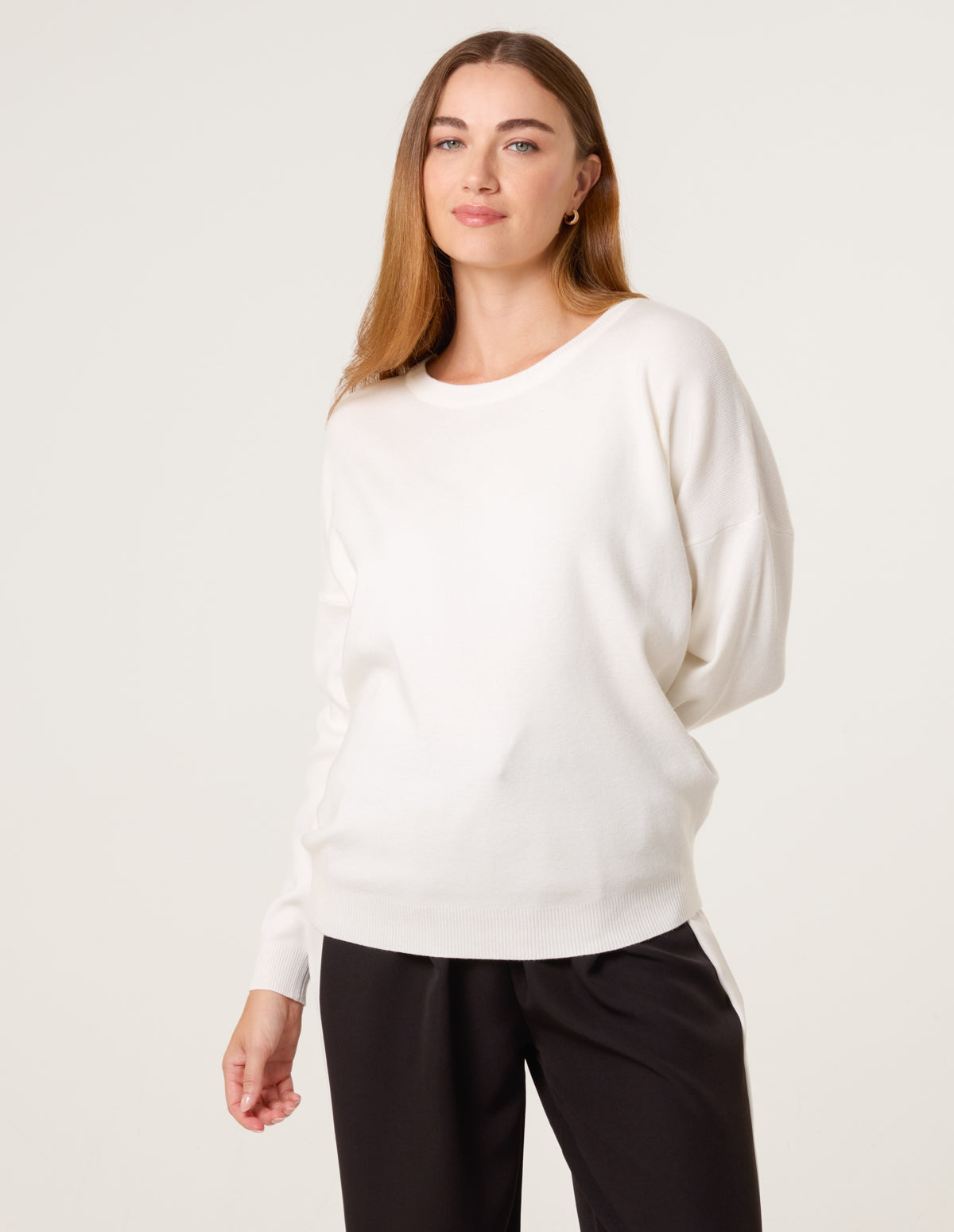 Plain Crew Neck Jumper - ML IVORY