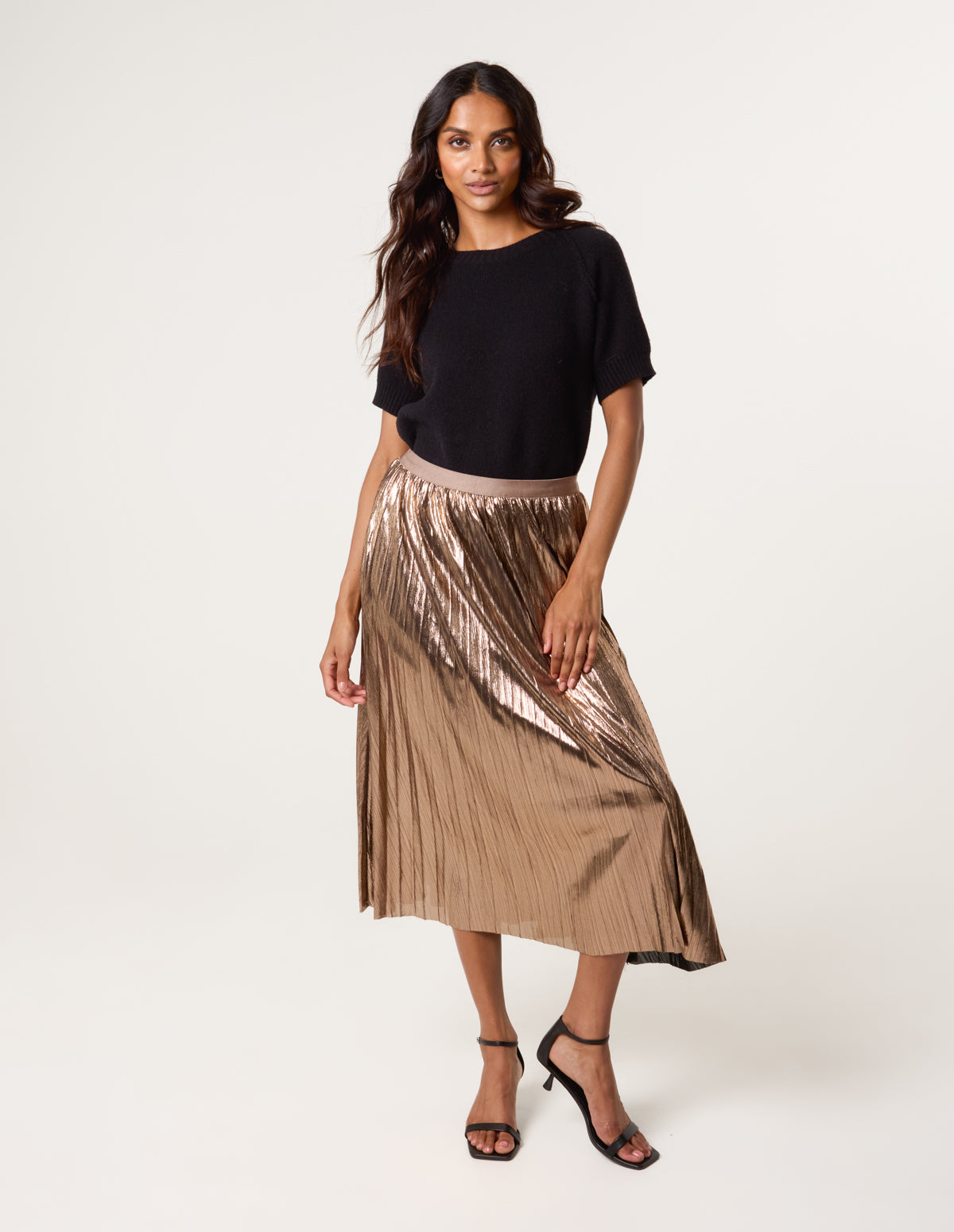 Metallic Pleated Tulle Skirt - SM BRONZE