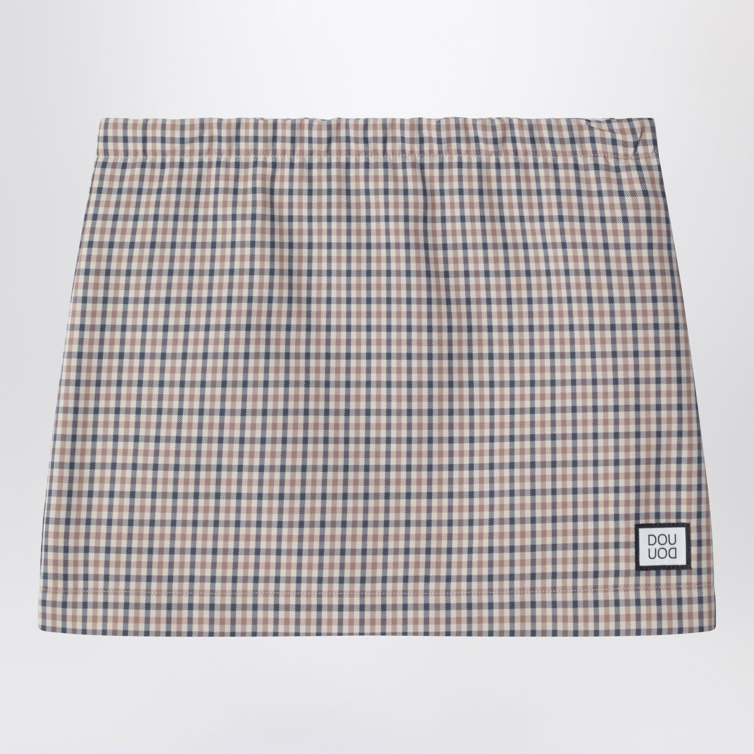 Betulla beige mini skirt with check pattern