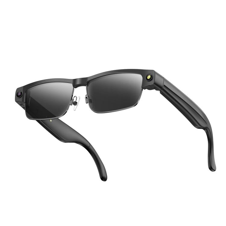 L Smart Glasses with MP HD Camera Video Recording WiFi Transmission Al Smart Voice Assistant Smart Wearable Headset - Sunglasses Black Frame