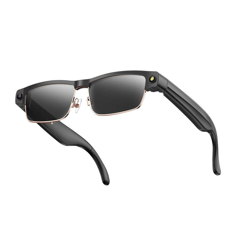 L Smart Glasses with MP HD Camera Video Recording WiFi Transmission Al Smart Voice Assistant Smart Wearable Headset - Sunglasses Gold Frame