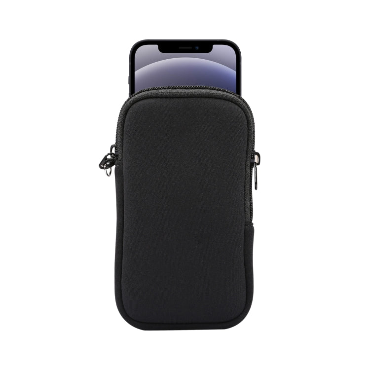 Universal Elasticity Zipper Protective Case Storage Bag with Lanyard For iPhone mini .-. Smart Phones, For - For iPhone mini Black