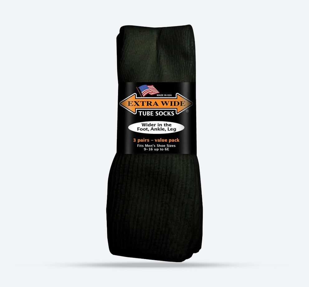 Mens Extra Wide EW -Pairs Tube Crew Socks