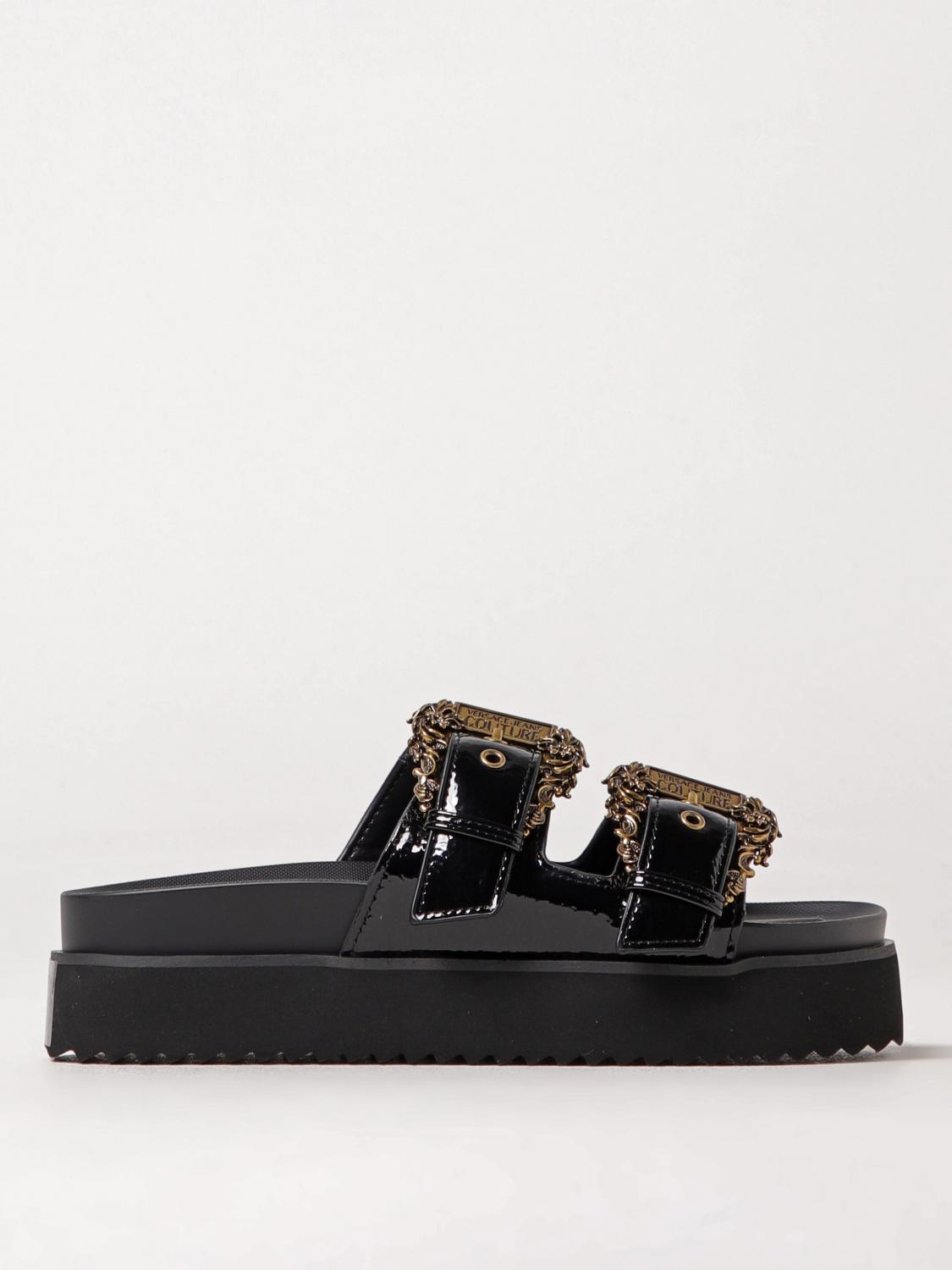 VERSACE JEANS COUTURE Flat Sandal Woman color Black