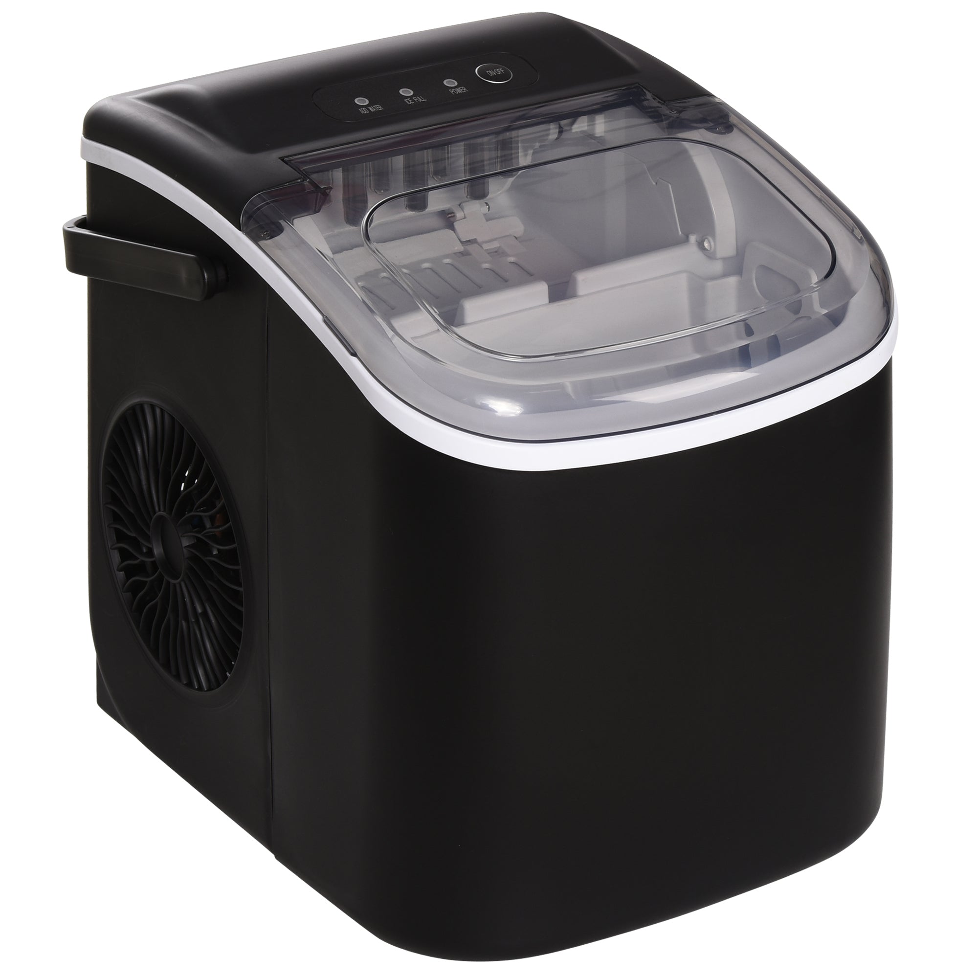 HOMCOM Ice Maker Machine Counter Top, Kg in Hrs, Cubes Ready in -Mins, Portable Ice Cube Maker with Ice Scoop and Basket, Black