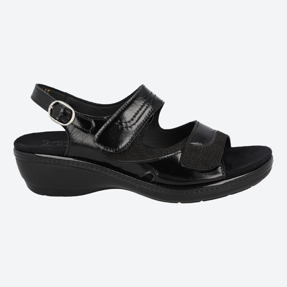 Womens Wide Fit DB Georgina Sandals, Black Patent V E - E