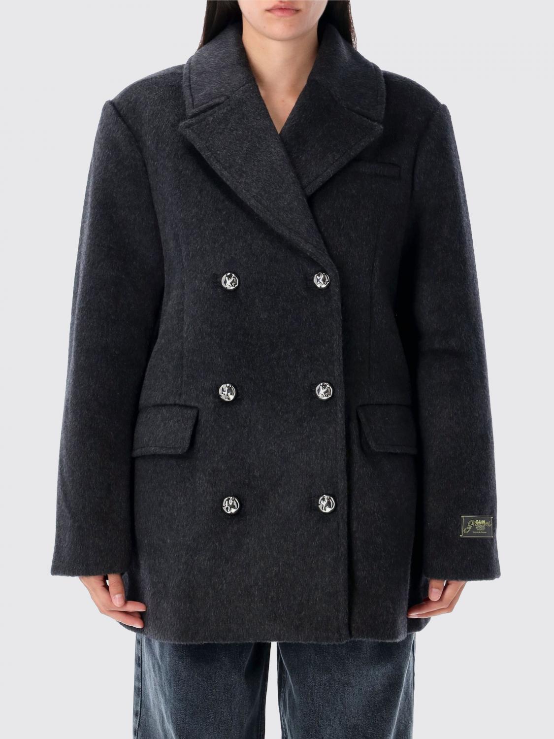 GANNI Coat Woman color Grey