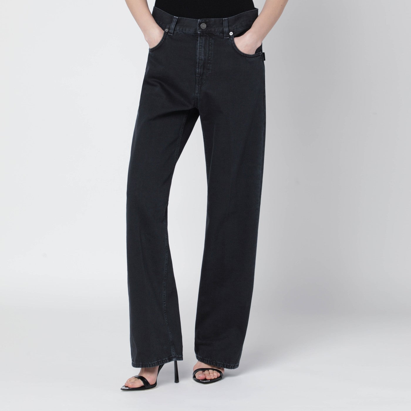 Charcoal wide-leg jeans