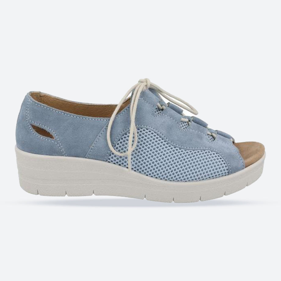 Women's Wide Fit DB Lizard Sandals, Blue Suede V E - E