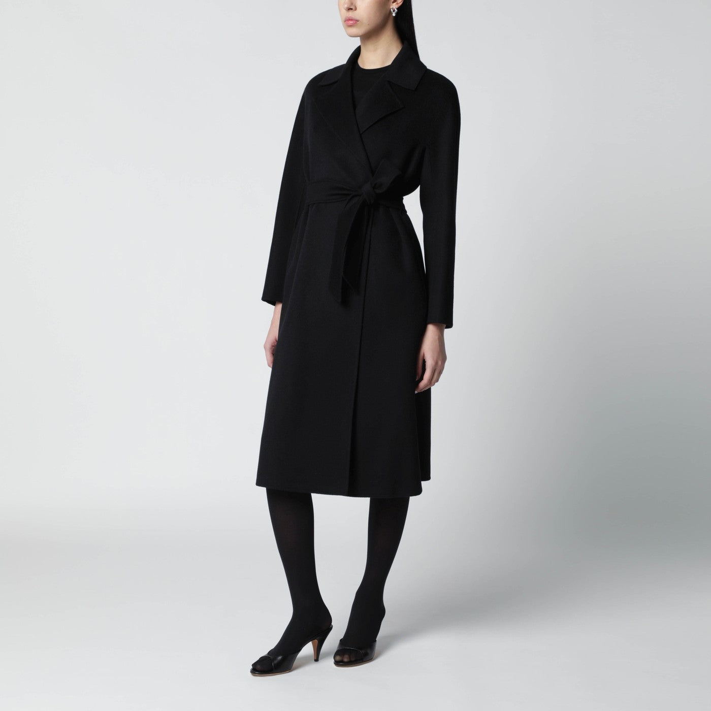 Black coat with belt