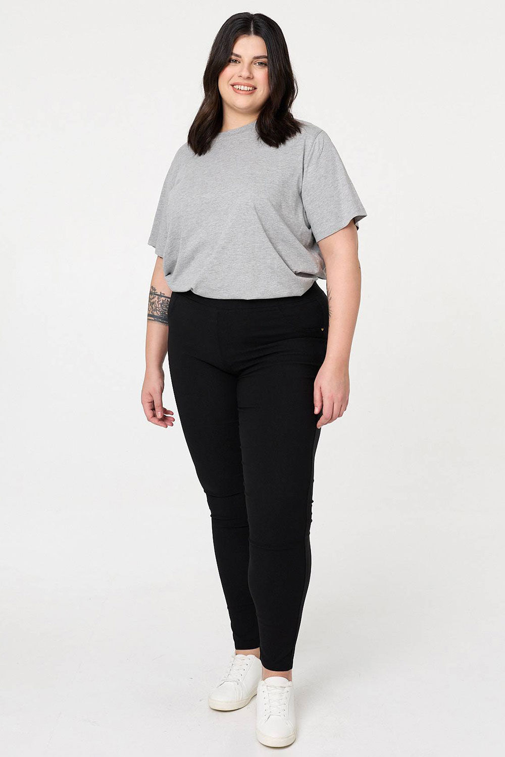 Izabel London Curve Black - Stretchy High Waist Jeggings, Size: