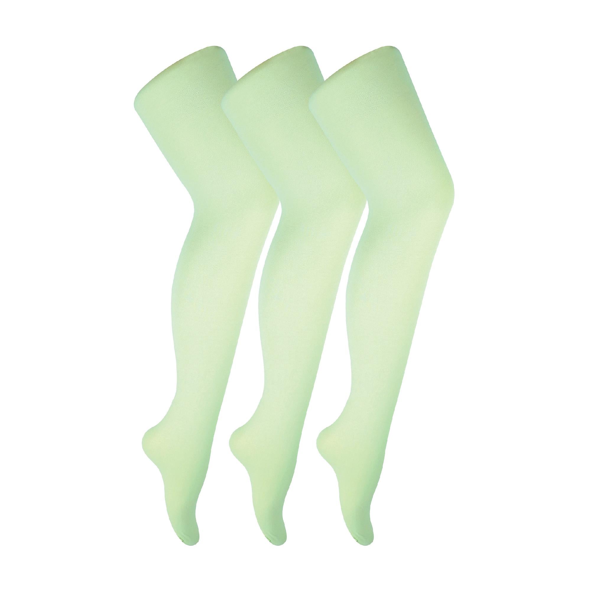 Ladies Pair Denier Comfortable Soft Bright Pastel Coloured Tights - One Size Pale Green