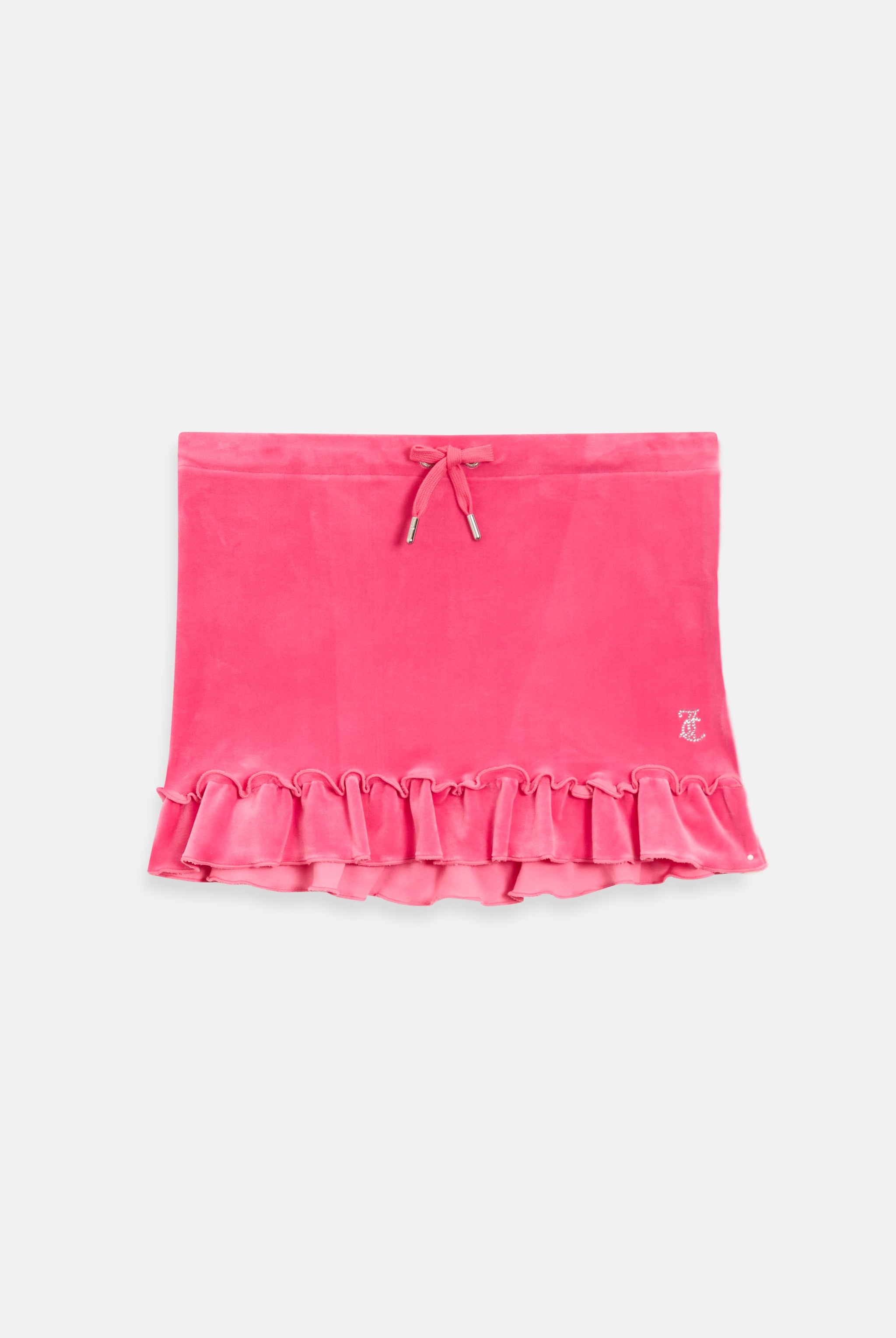 HOT PINK VELOUR RUFFLE MINI SKIRT - L Pink