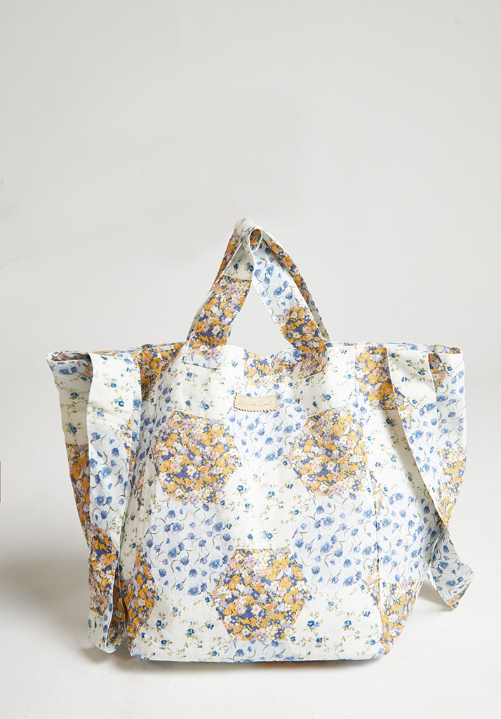 Tara Summer Patchwork Tote Bag In Blue