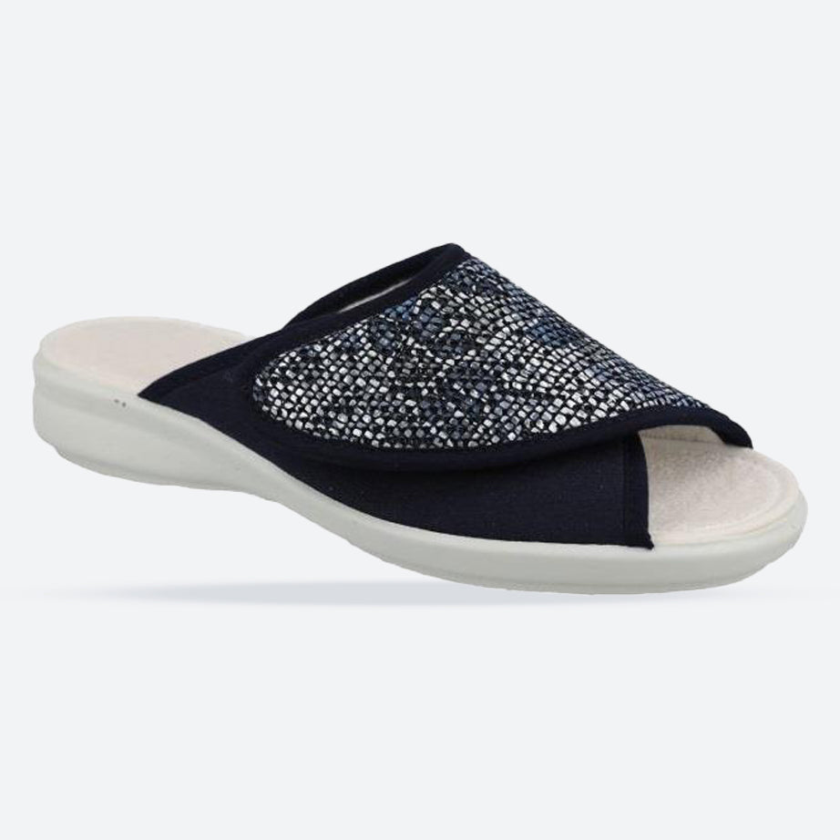 Women's Wide Fit DB Tasha Mule Shoes, Navy V E - E