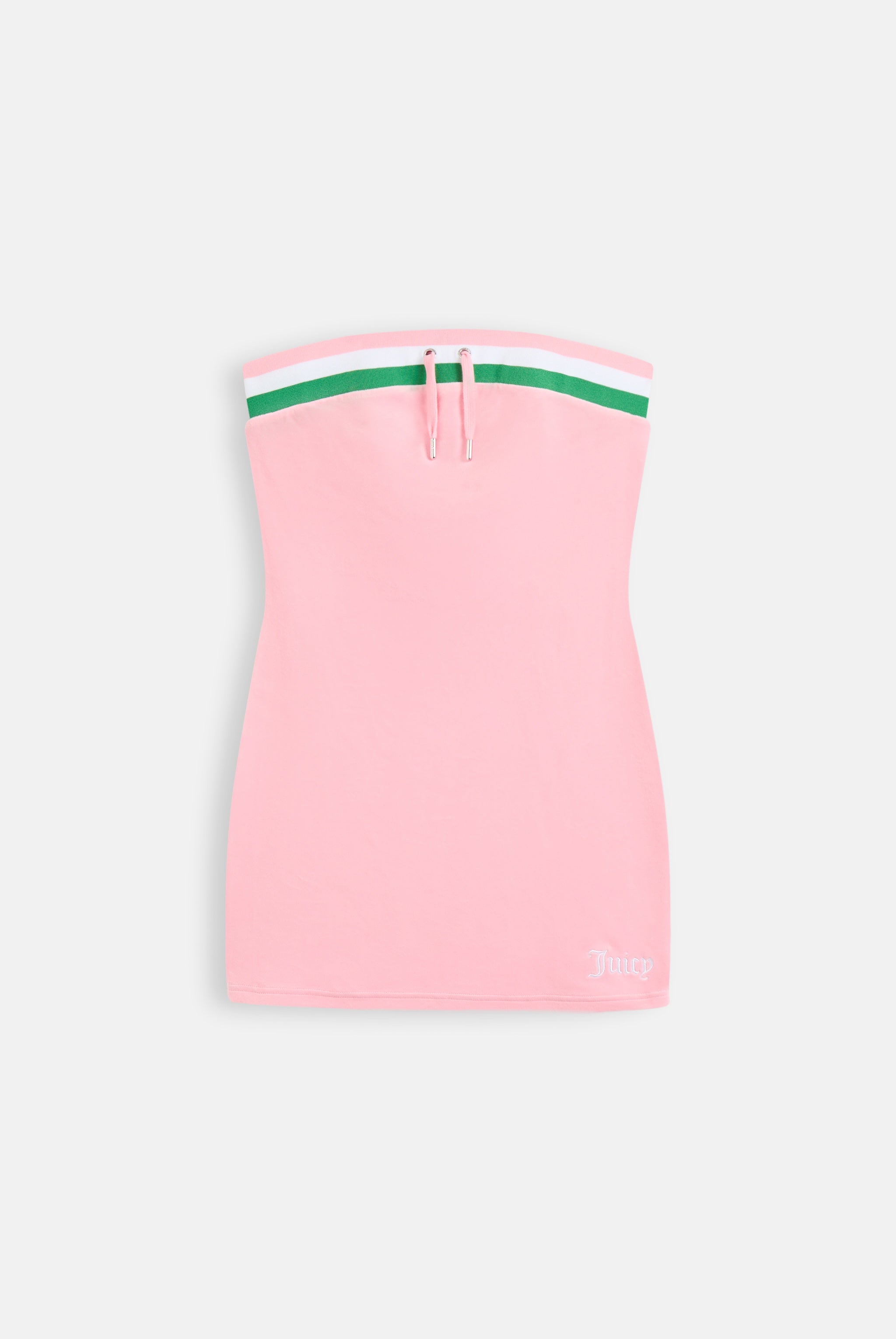 JUICY PINK RECYCLED VELOUR MINI BANDEAU DRESS - S Pink