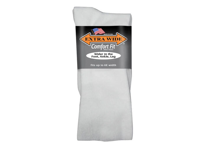 Mens Extra Wide Comfort Fit Dress Socks, - White