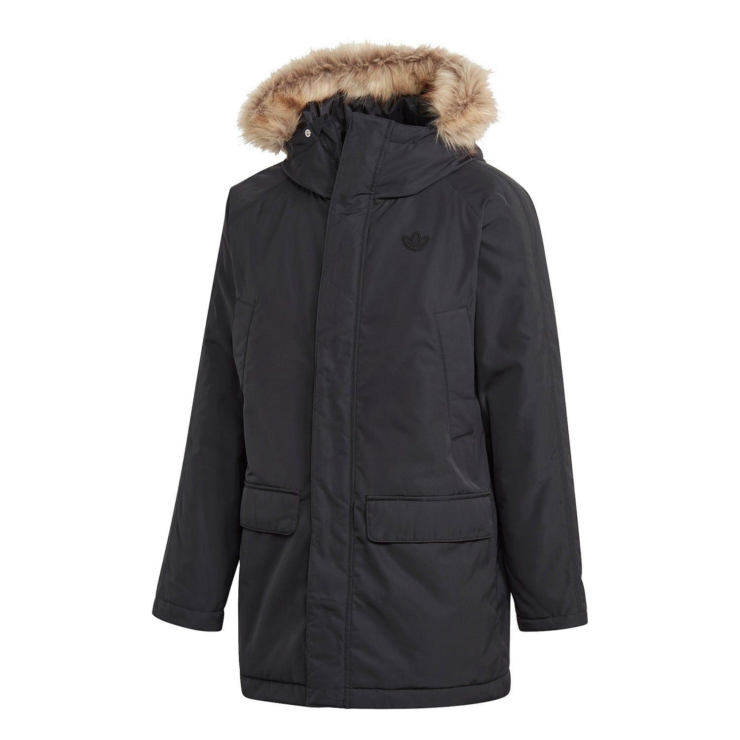adidas Originals Long Fur Parka Coat - Black - L Black