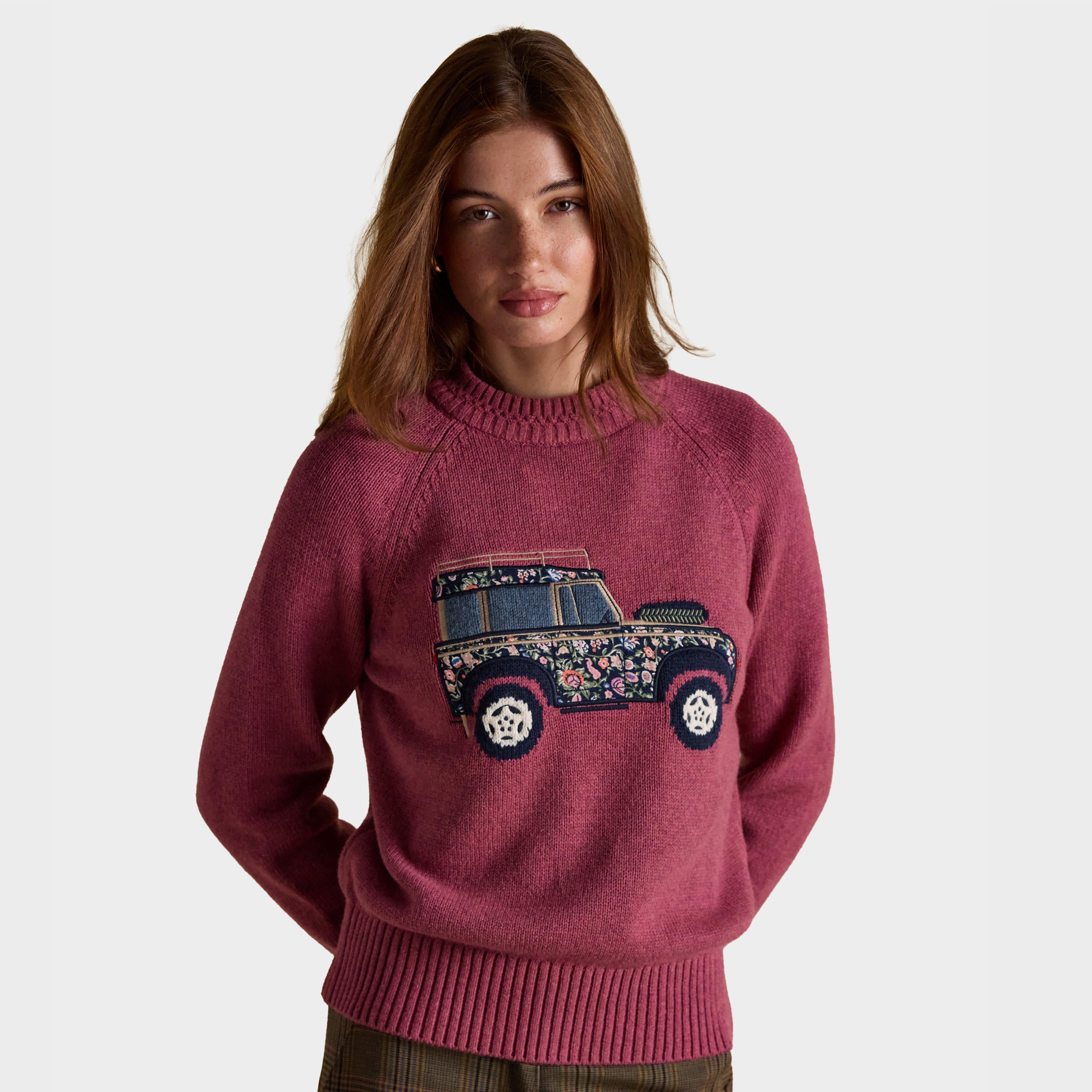 Women's Rutland Pink Intarsia x Cotton Rich Knitted Jumper