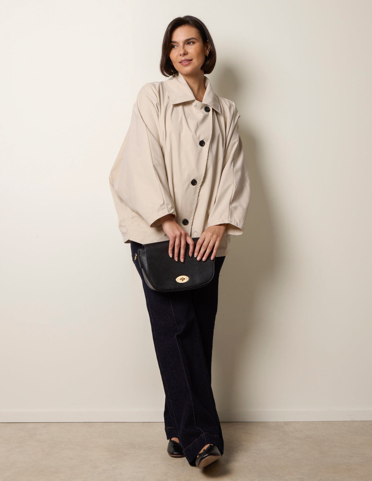 Oversized Short Length Trench Coat - ML BEIGE