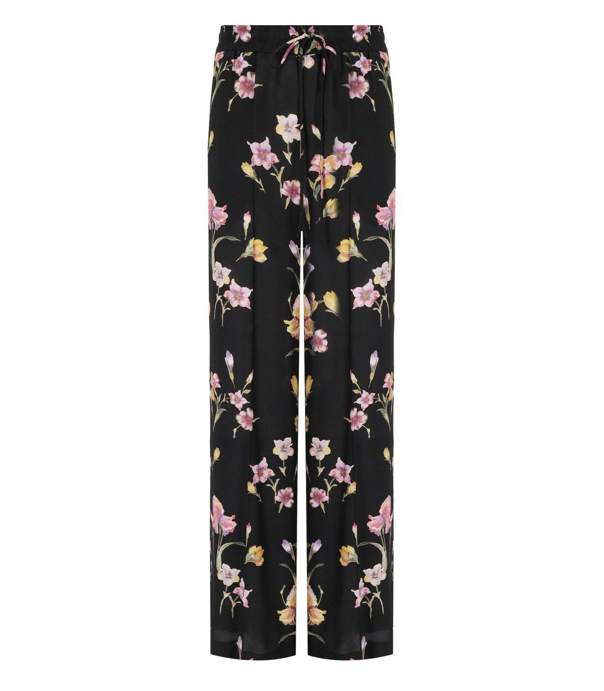 TWINSET BLACK FLORAL WIDE LEG TROERS
