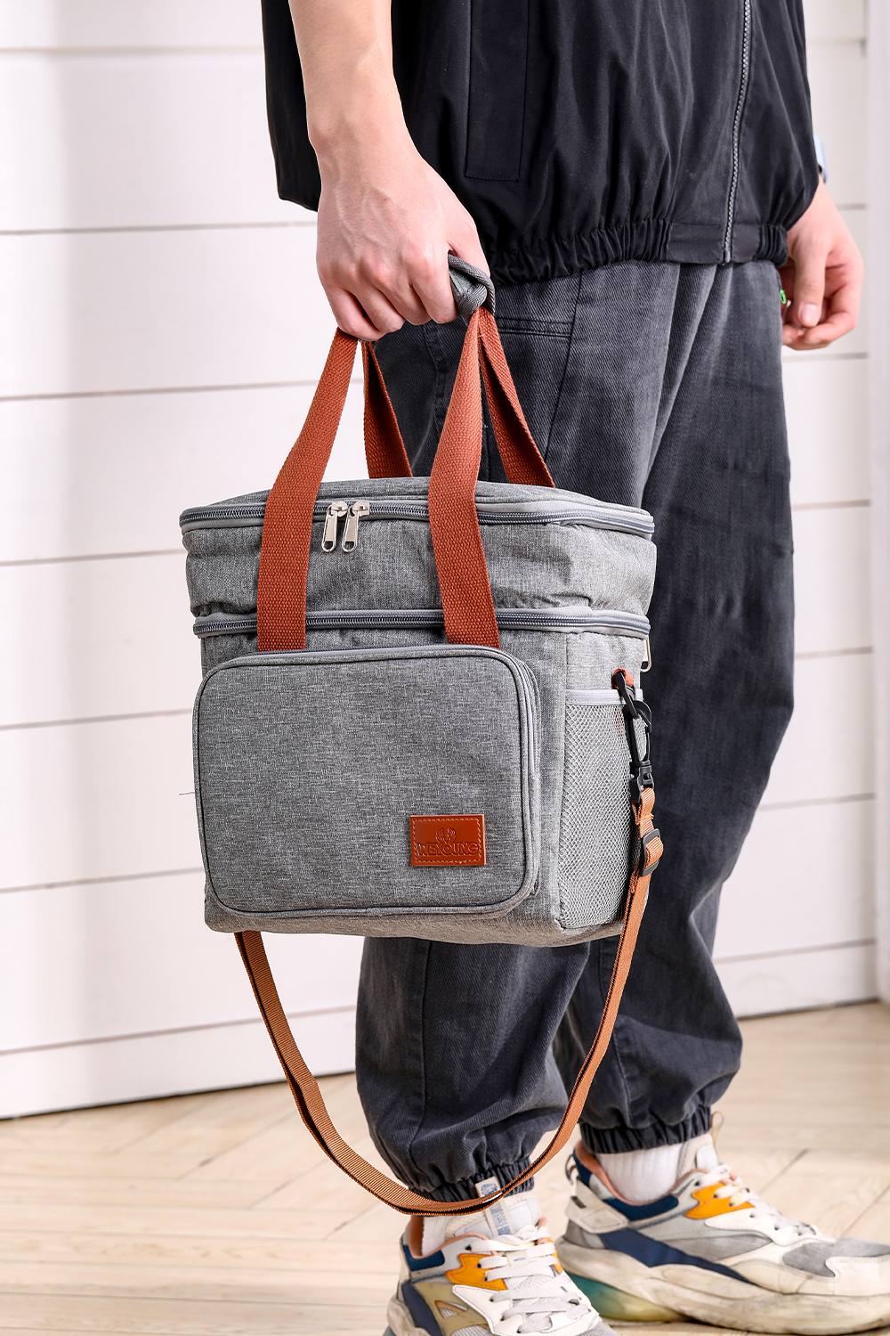 Living And Home -Layer Leakproof Insulated Lunch Tote Bag With Adjustable Shoulder Strap Gray In Grey