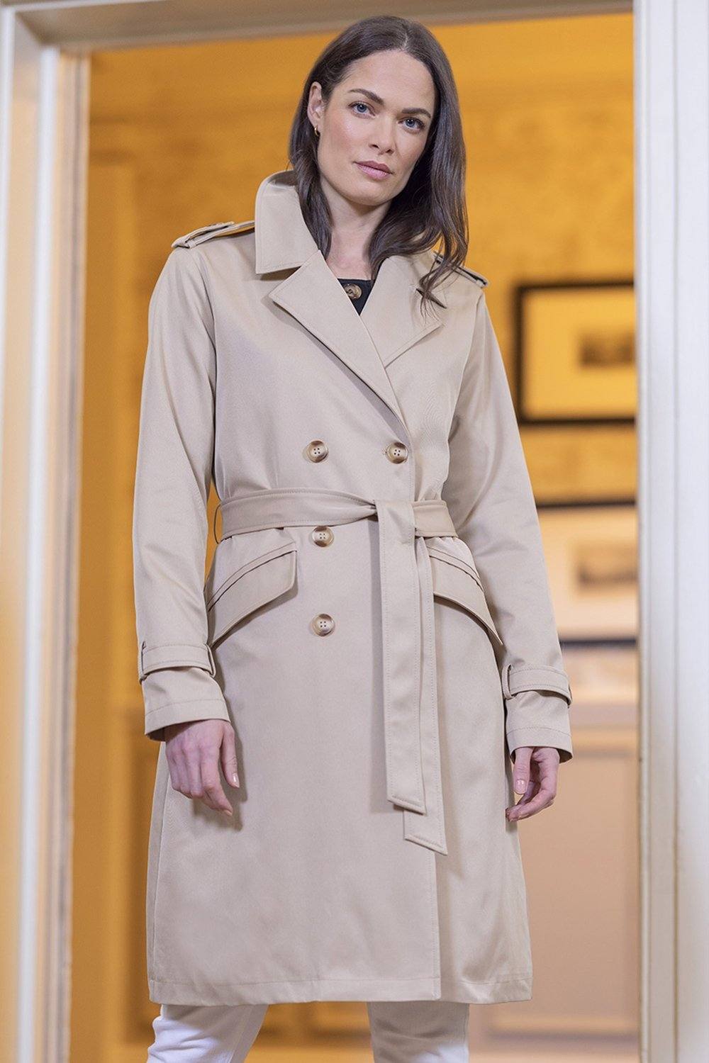 Klass. Double Breasted Trench Coat In Beige