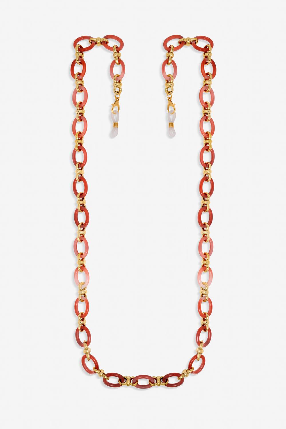 Mood Gold Plated And Coral Resin Sunglasses Chain