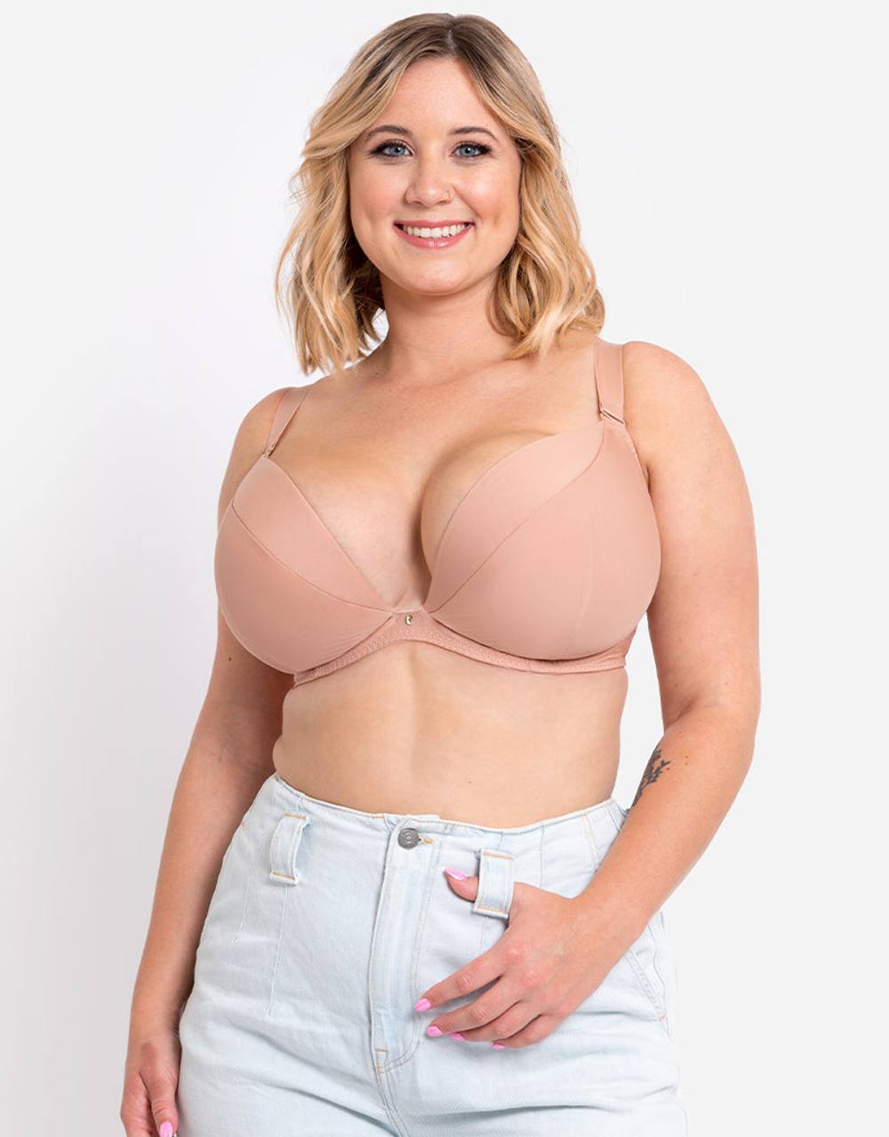 Curvy Kate Superplunge Multiway Padded Bra Lingerie In Beige