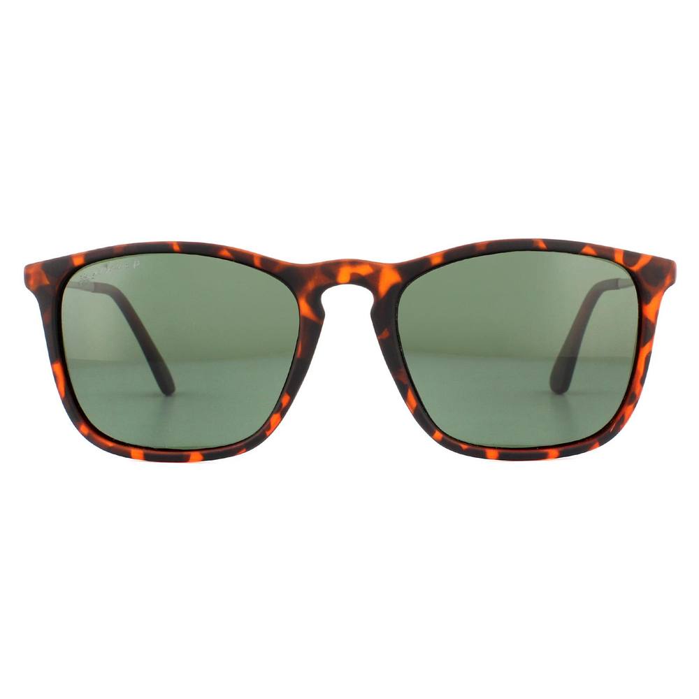 montana Unisex Rectangle Brown Turtle Rubbertouch G Green Polarized Sunglasses