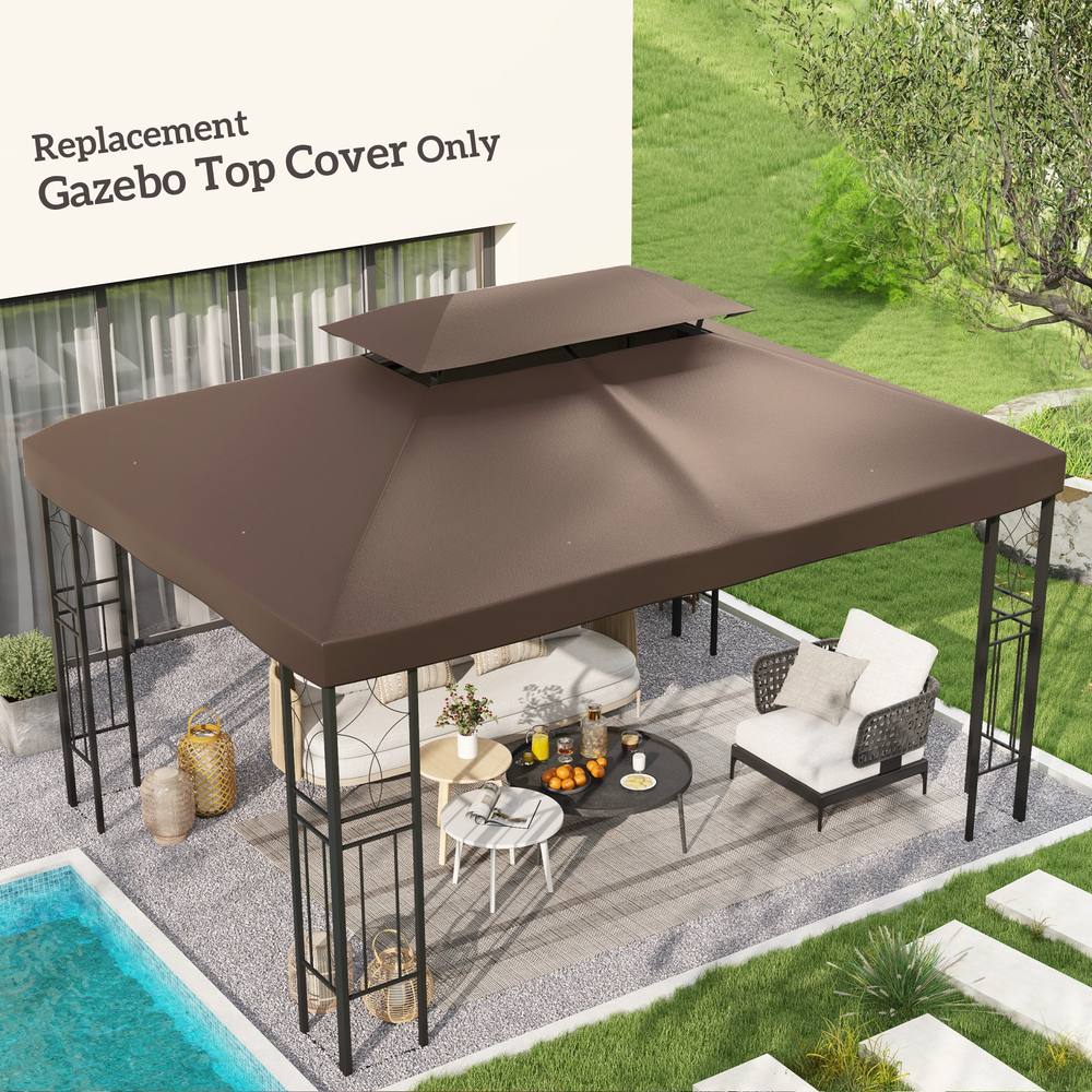 Outsunny XM Gazebo Replacement Roof Canopy Tier Top Uv Cover Patio In Brown