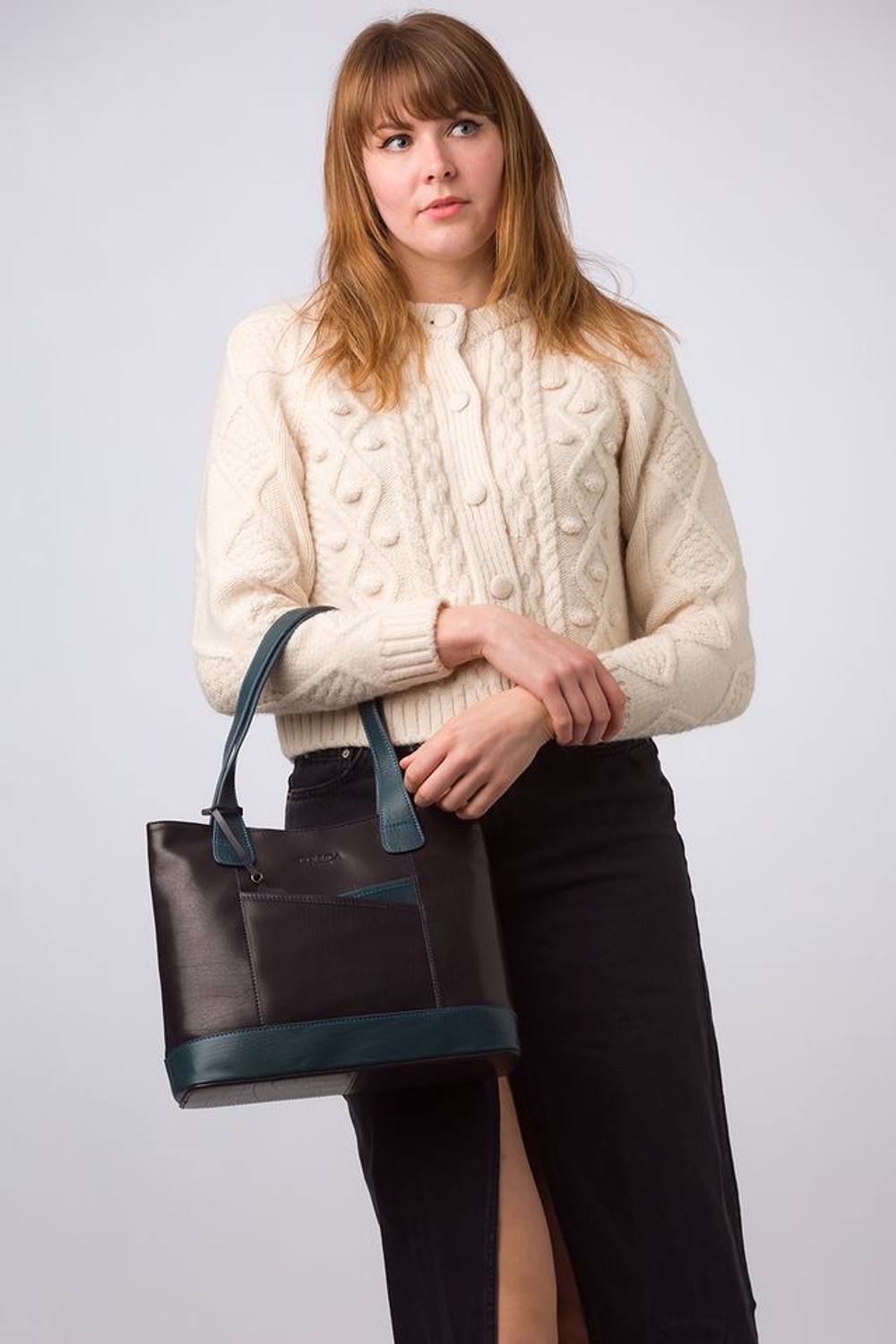 Conkca London 'little Patience' Leather Tote Bag In Mid Navy