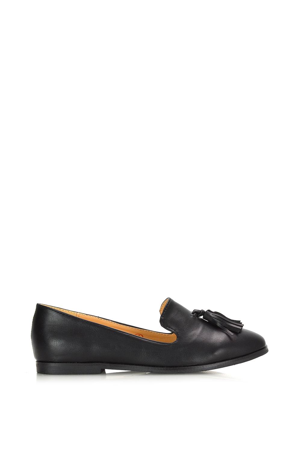 Xy London 'betsy' Flat Pointed Toe Tassel Loafer Shoes In Black