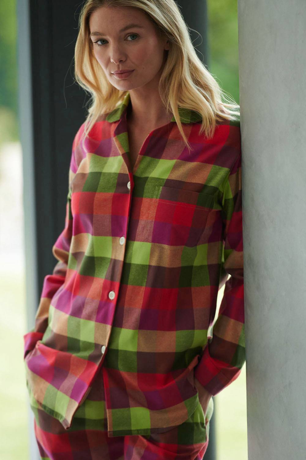 British Boxers "eskdale" Check Brushed Cotton Pyjamas In Light Red
