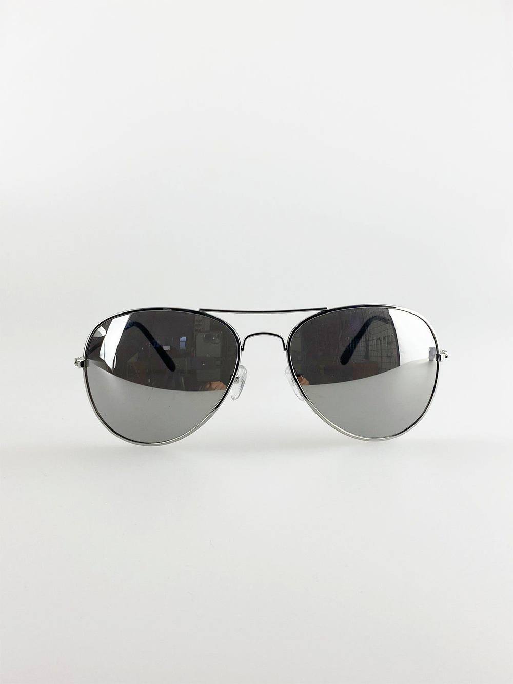 Svnx Silver Aviator Sunglasses With Mirrored Lenses