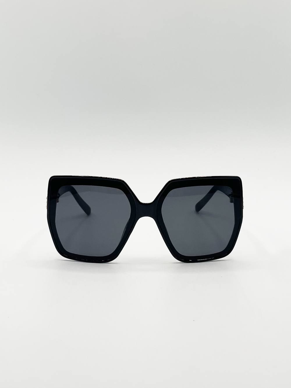 Svnx Oversized Cateye Sunglasses With Diamante Detail In Black