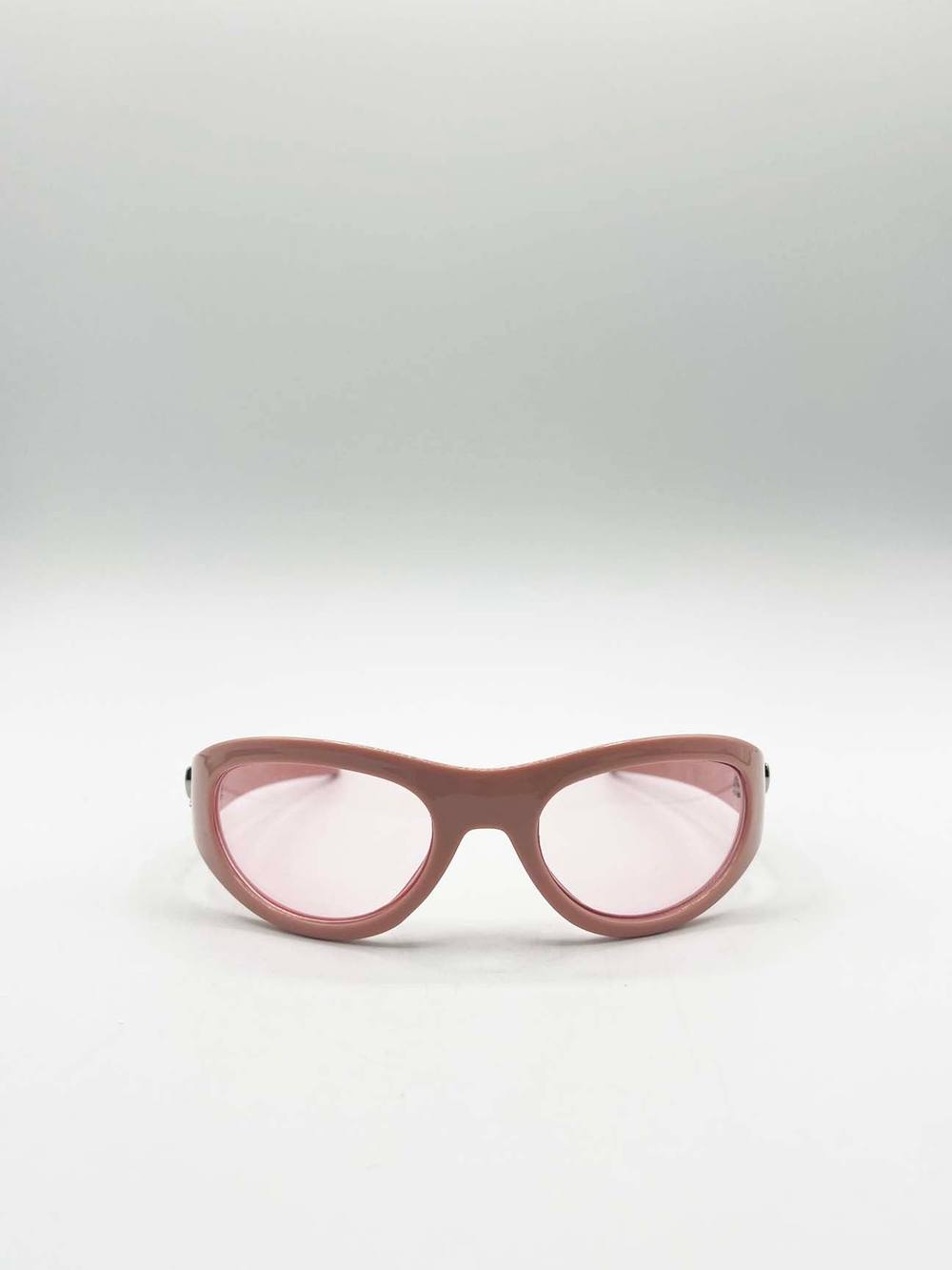Svnx Wrap Around Racer Bow Sunglasses In Pink