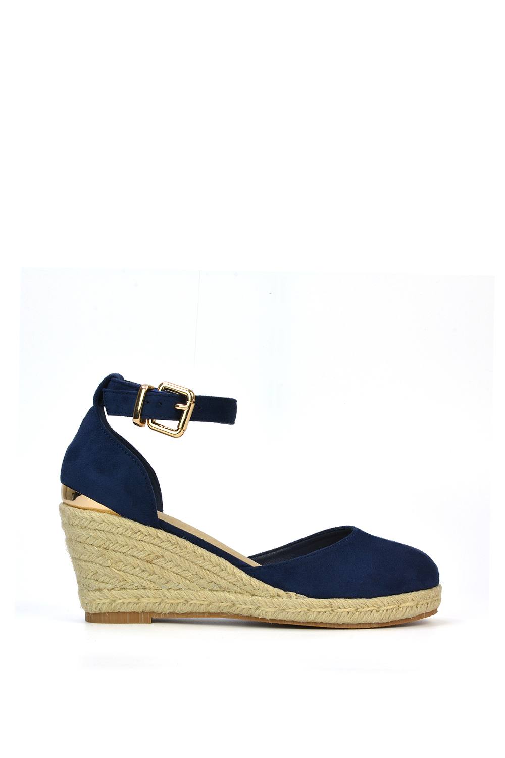 Xy London 'forest' Closed Toe Espadrille Wedge Heel Sandals In Navy