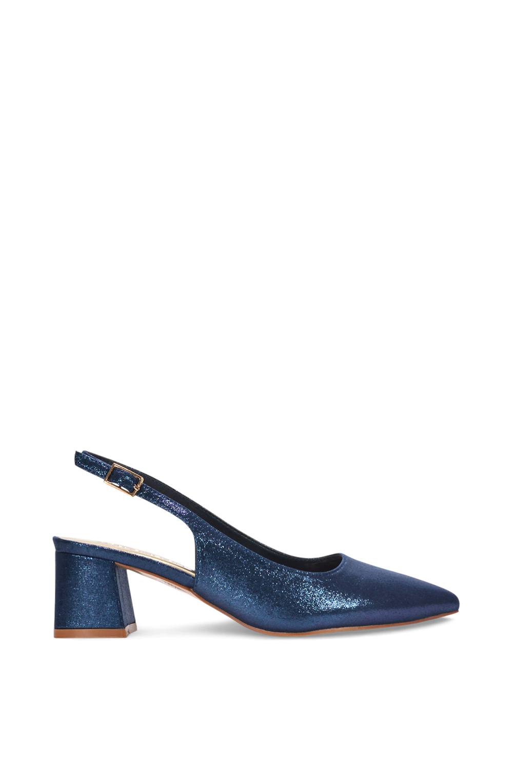 Xy London 'virelai' Shimmer Low Block Heels With Slingback In Navy