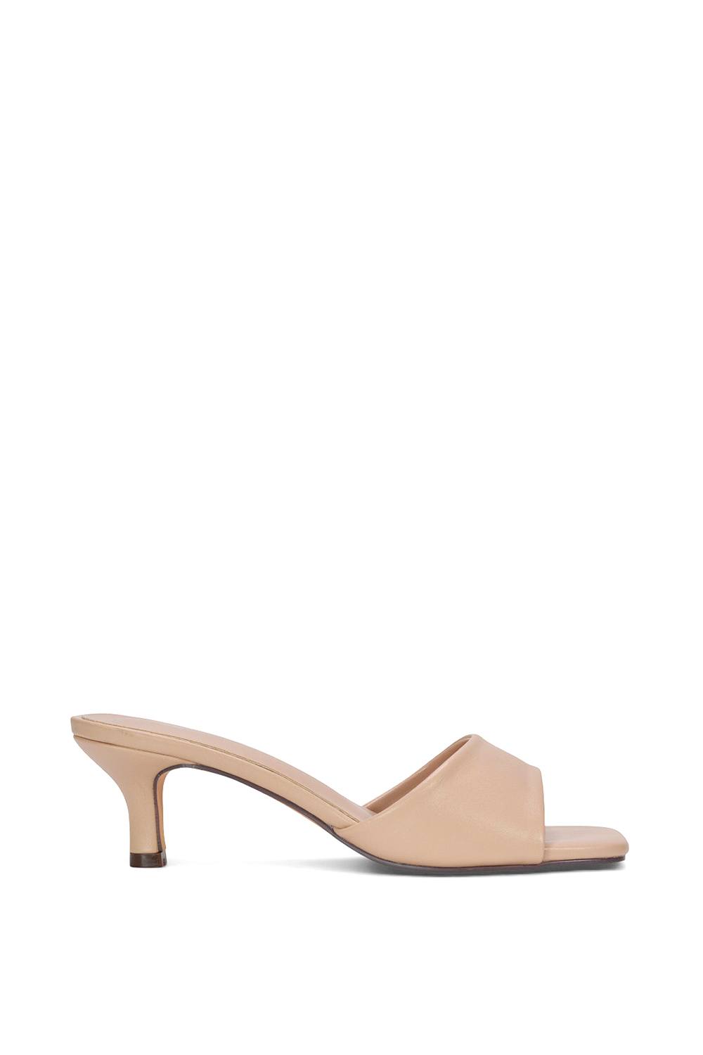 Xy London 'pearl' Square Toe Stiletto Kitten Heel Mule Sandals In Nude