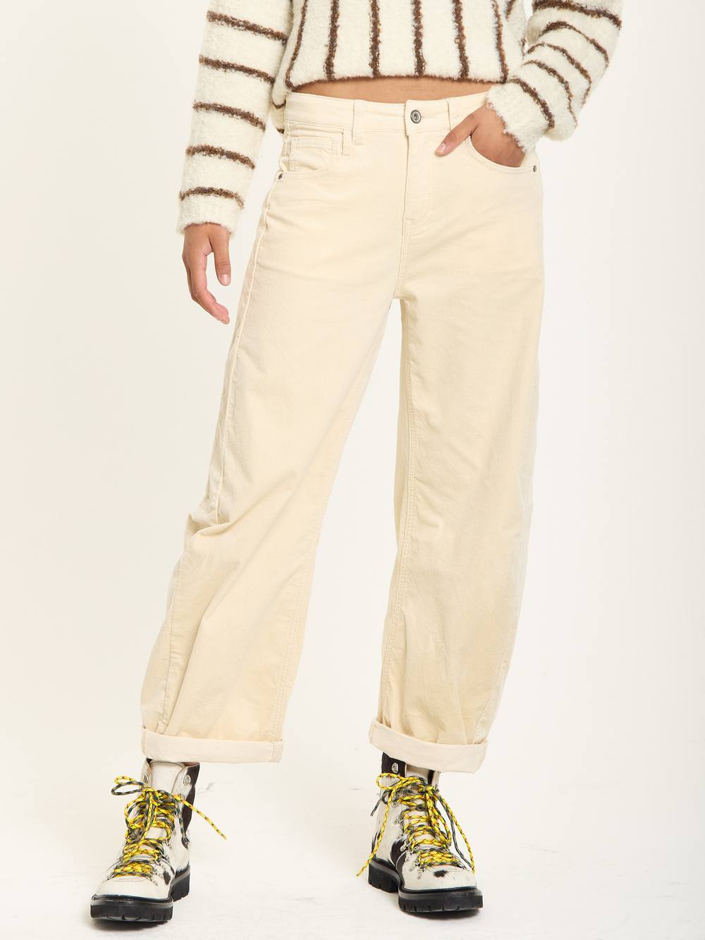 House Of Holland Beige Wide Leg Cord Trousers