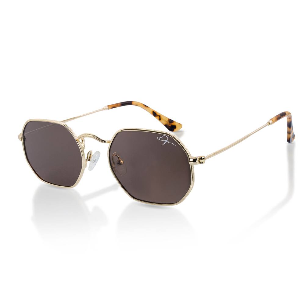 Infinity Leather De-Gamme Retro Rectangle Polarized Sunglasses - Napoli In Gold