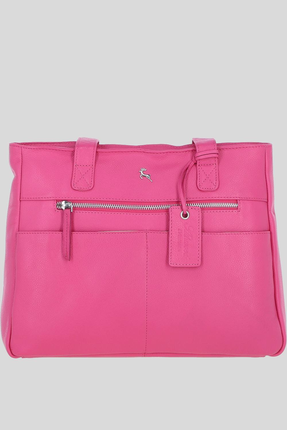 Ashwood Leather 'london' Real Leather Shoulder Bag In Pink