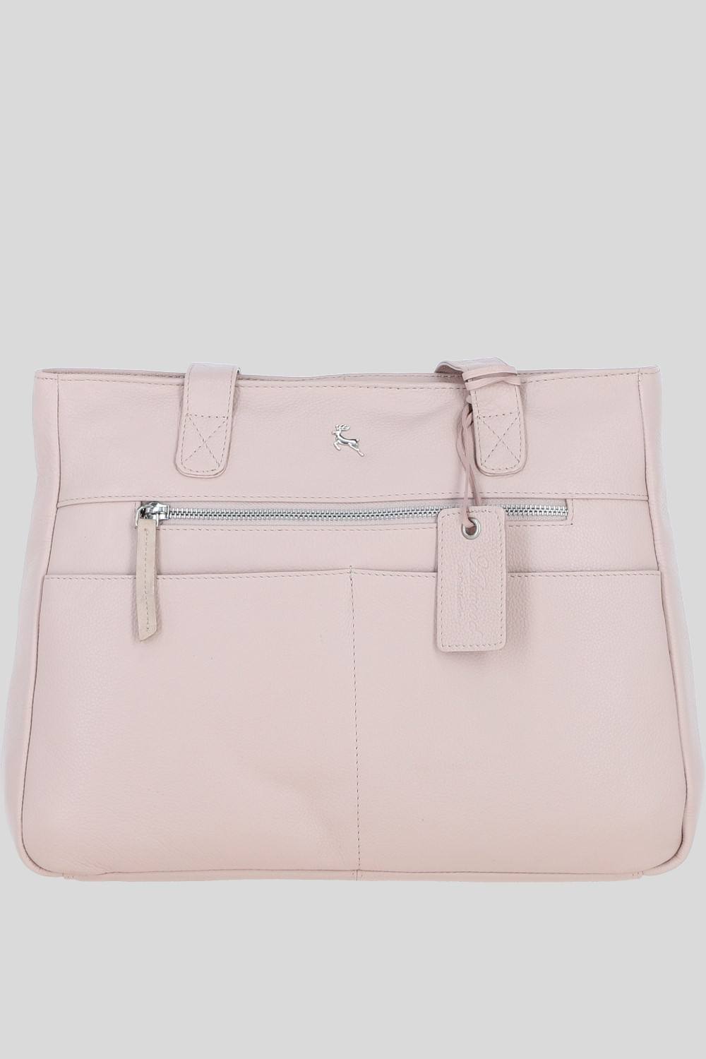 Ashwood Leather 'london' Real Leather Shoulder Bag In Light Pink