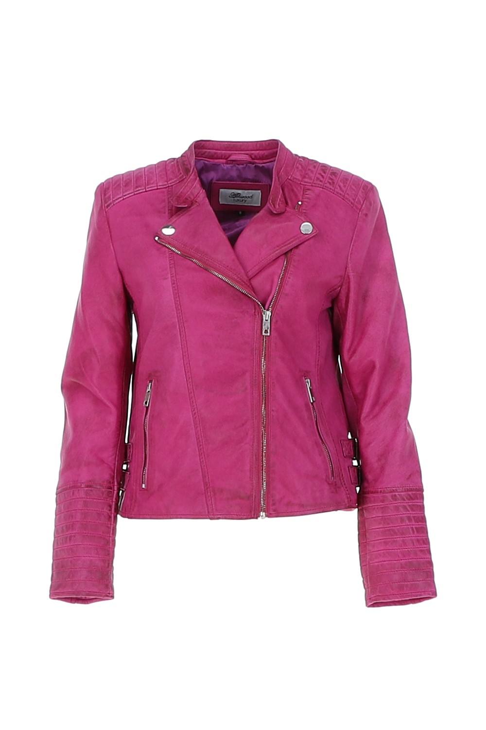Ashwood Leather 'casey' Real Leather Biker Jacket In Purple